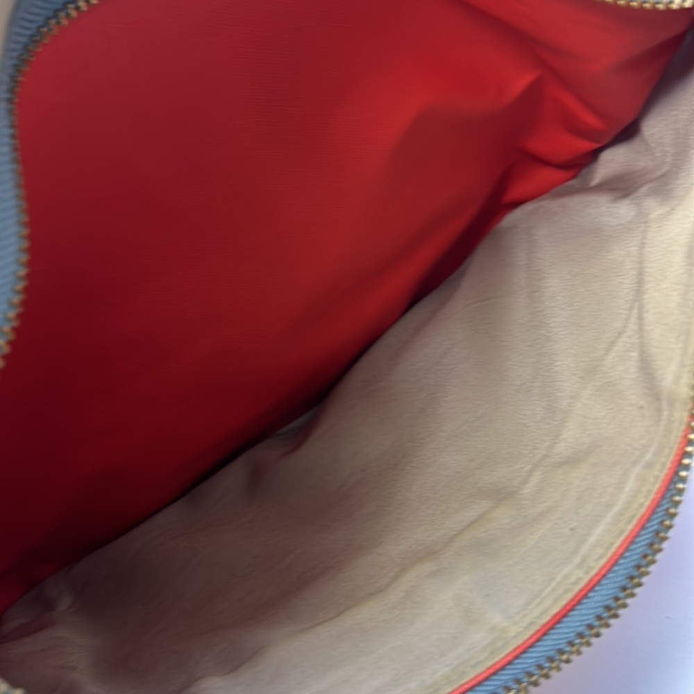 Fossil hobo shoulder and crossbody orange and tan textile bag 3 zipper closures - Picture 14 of 16